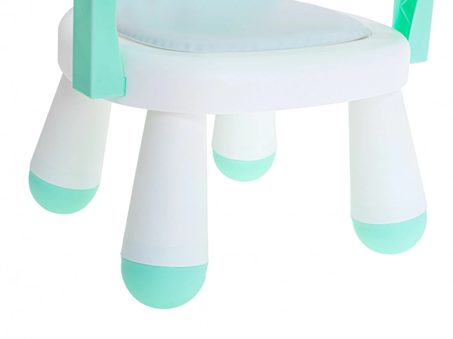 Chaise de nourrissage et de jeu avec table turquoise