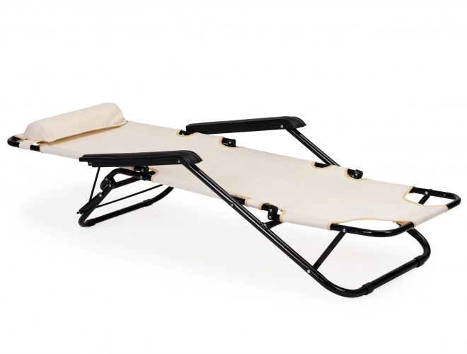 Chaise longue de jardin avec appuie-tête beige