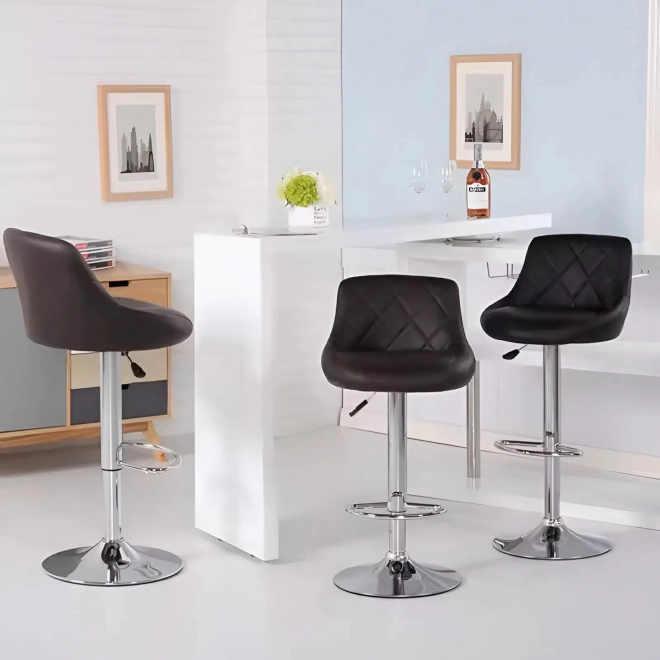 Chaise de bar, repose-pied pivotant, réglable en hauteur, chrome, cuir écologique