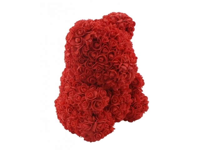 Ours rouge de Saint-Valentin avec cœur de roses - 40 cm