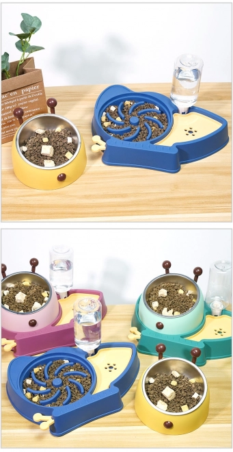 Bols avec distributeur automatique d'eau pour chiens et chats 2 en 1 - rose