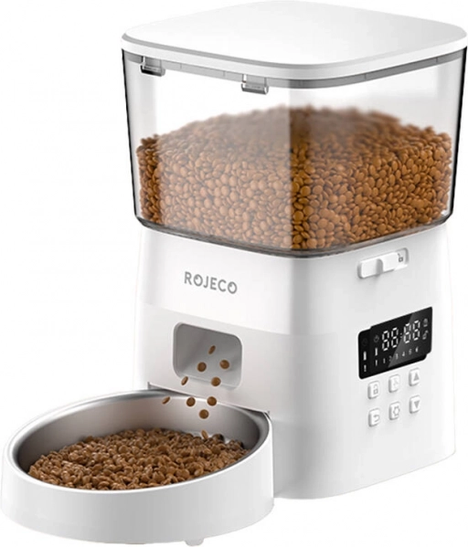 Rojeco distributeur automatique de nourriture pour animaux 2 L – blanc