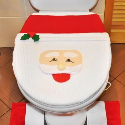 Housse de Noël pour toilettes avec tapis Ruhhy 22360
