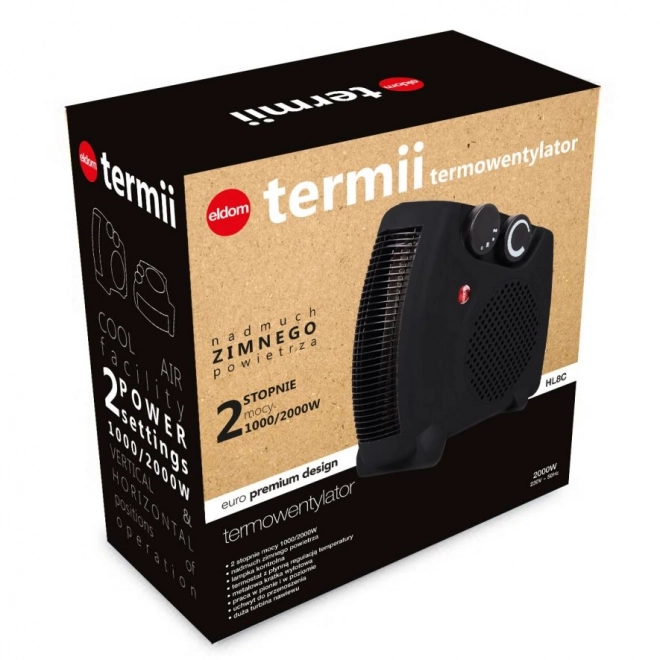 Ventilateur de chauffage de radiateur supérieur Farelka 2000W ELDOM HL8C noir