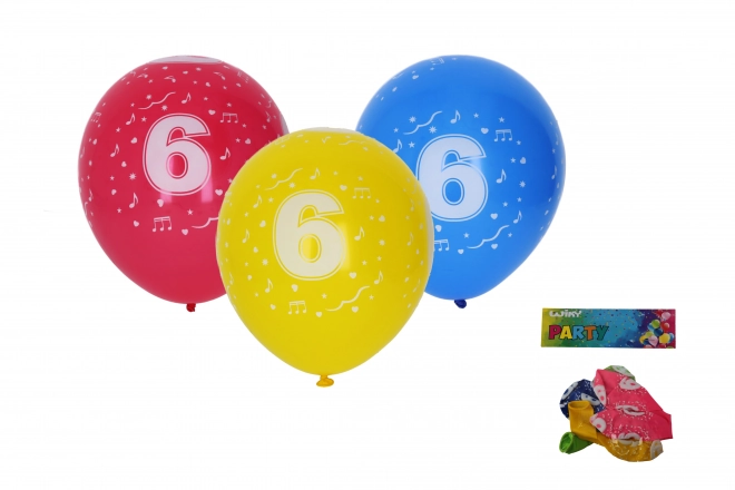 Ballon gonflable avec le numéro 6 30 cm - 5 pièces