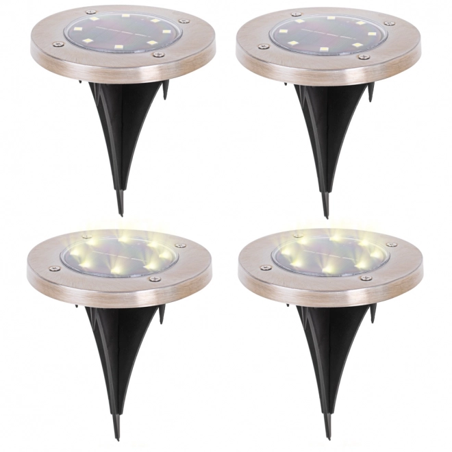 Éclairage solaire de jardin 8 LED 4 pièces - blanc chaud