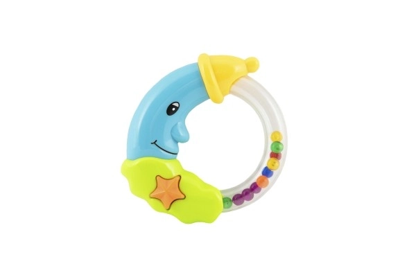 Hochet lune en plastique 11cm sur carte 0+
