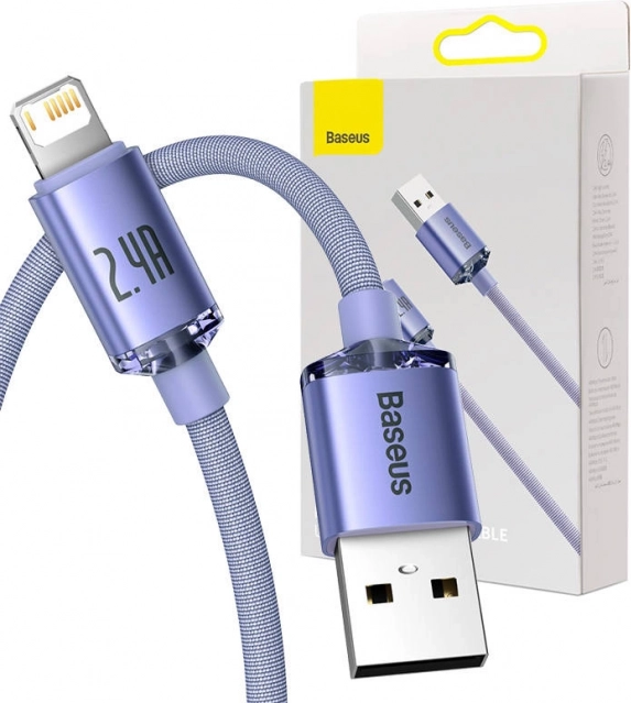 Câble USB Baseus Crystal Shine vers Lightning, 2,4A, 2 m, violet