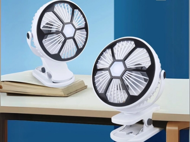 Ventilateur de bureau avec lumière LED et pince