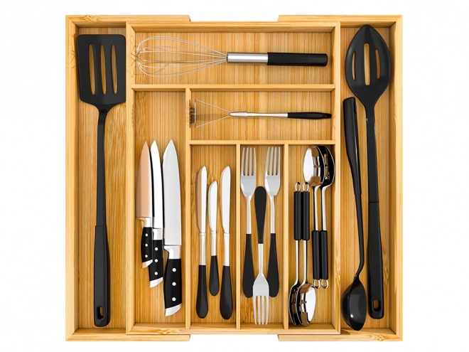 Insert pour tiroir Organisateur de couverts de cuisine en bambou 8 compartiments xl