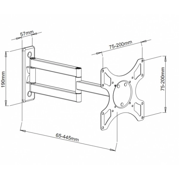 Support mural pour LCD / LED 19-37 pouces, double bras, réglable, blanc
