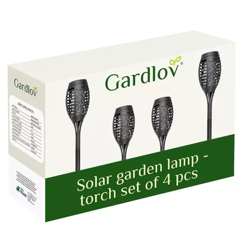 Garlov Lampe de Jardin Solaire - Torche, set de 4 pièces