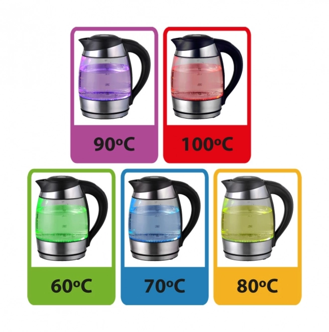 Bouilloire Seine 1,7 l en verre noir avec éclairage LED et régulation de température