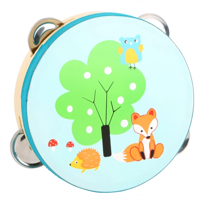 Tambourin en bois avec renard