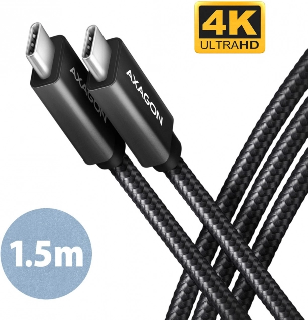AXAGON BUCM32 câble USB‑C 3.2 Gen 2x2 20 Gb/s, 4K/60 Hz, PD 100 W, 1,5 m, tressé