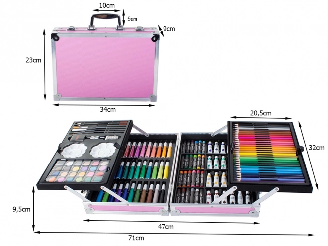 Ensemble artistique créatif rose 145 pcs dans une valise