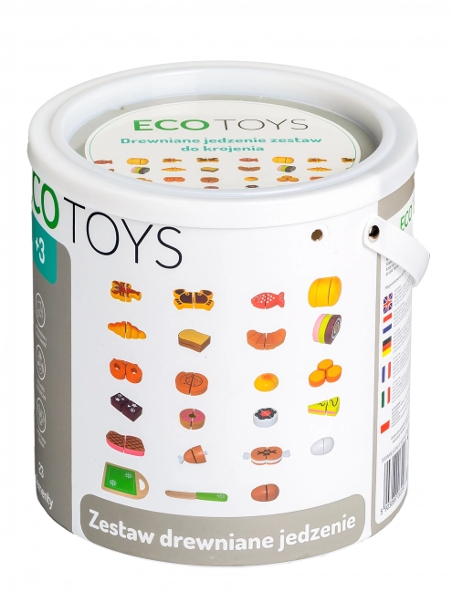 Aliments en bois à découper 23 pièces ECOTOYS