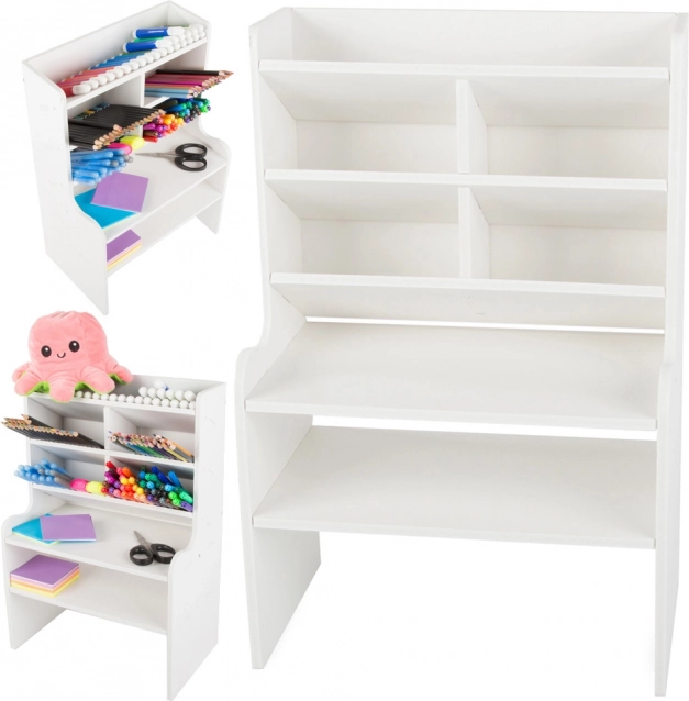 Organiseur de bureau blanc en plastique avec étagères
