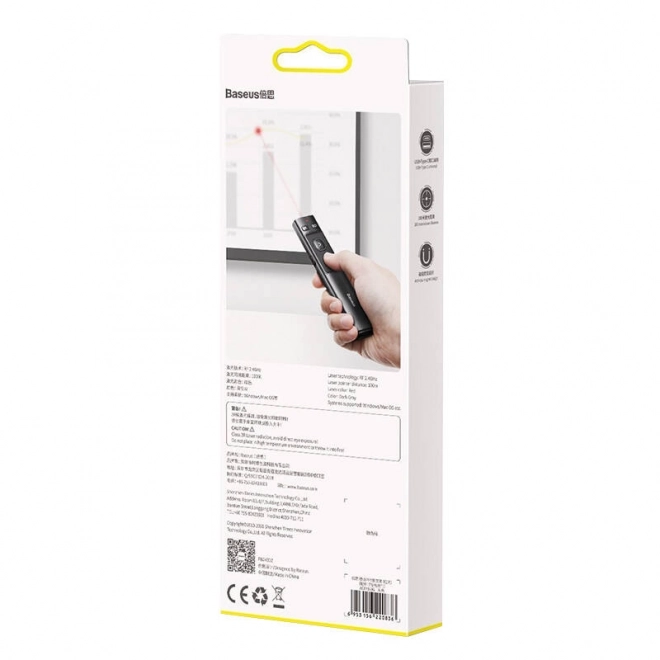 Baseus Orange Dot Télécommande multifonctionnelle pour présentations, avec pointeur laser - gris