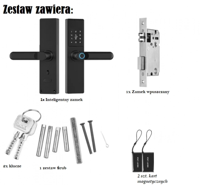 Serrure intelligente de porte Tuya, Serrure électronique de porte à empreinte digitale, code, Wi-Fi, RFID - noir