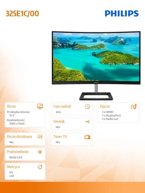 Moniteur incurvé Philips 31,5 pouces