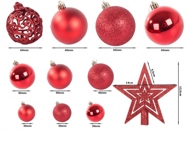 Décorations de Noël pour sapin - ensemble de 100 pièces avec étoile rouge