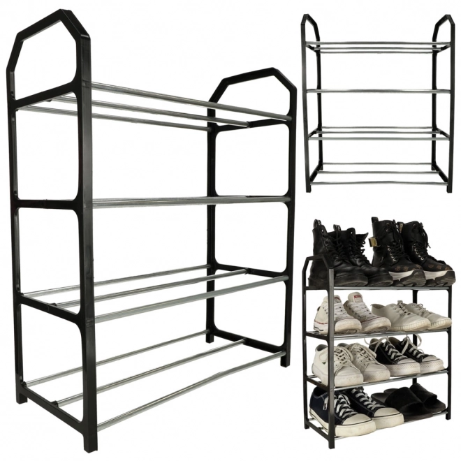 Étagère à chaussures 4 niveaux noire