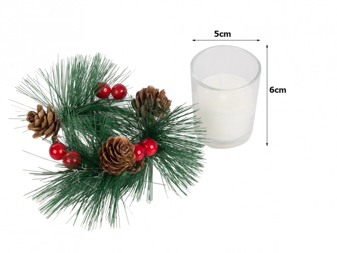 Bougies de Noël décoratives dans une couronne en verre