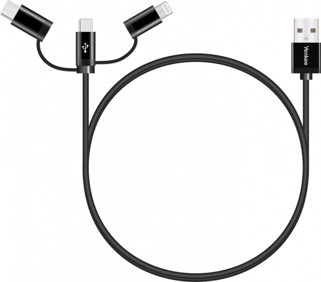 Câble de chargement universel 3 en 1 avec connecteurs USB-C, Micro USB et Lightning