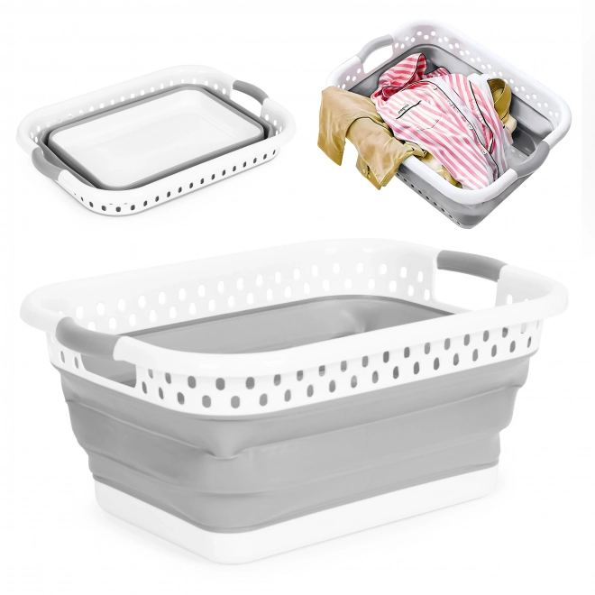 Panier à linge pliable bol en silicone blanc-gris 20 l de ModernHome
