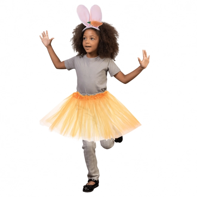 Costume de lapin avec tutu orange et serre-tête avec carotte