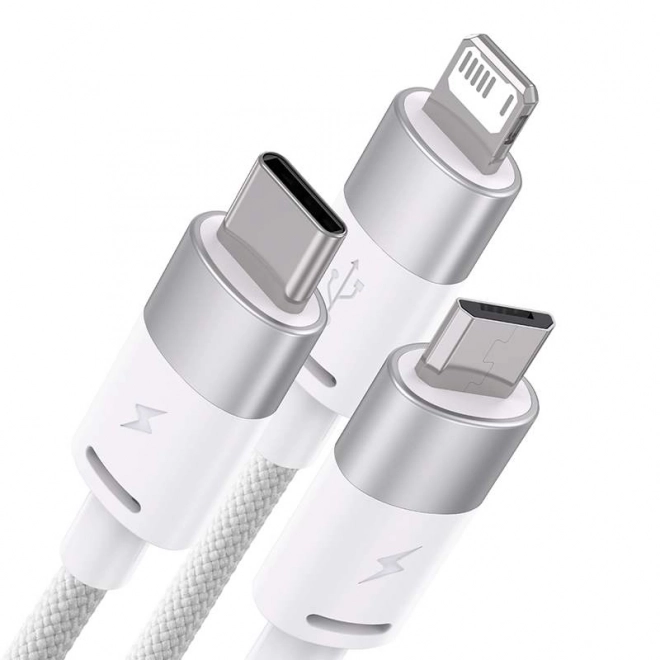 Câble 3en1 USB Baseus série StarSpeed, USB-C + micro + Lightning 3,5A, 1,2 m (blanc)