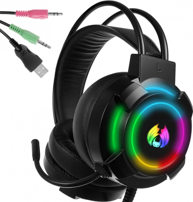 Casque gaming avec éclairage LED RGB et microphone