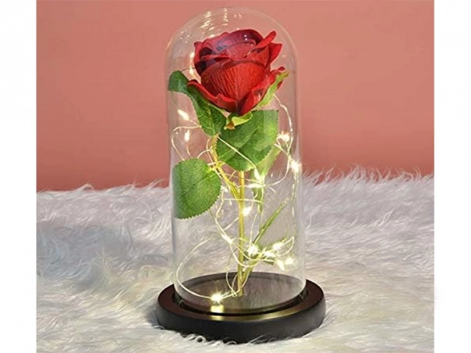 Rose éternelle en verre avec éclairage LED