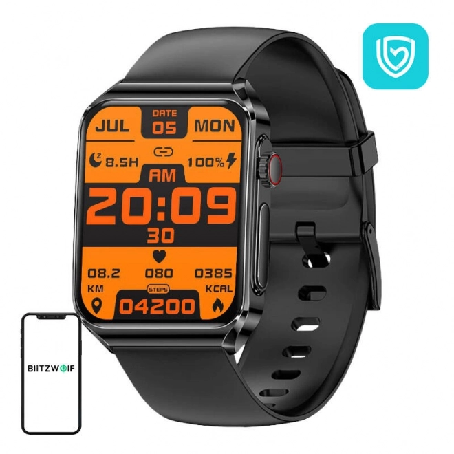 Montre intelligente BlitzWolf avec bracelet en silicone noir