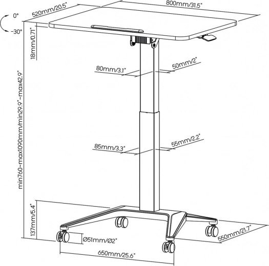 Ergonomie avec plateau inclinable