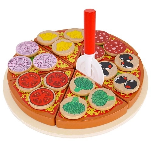 Pizza en bois avec velcro pour enfants