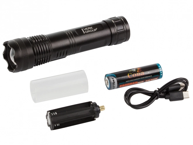 Lampe tactique militaire avec recharge USB et fonction zoom