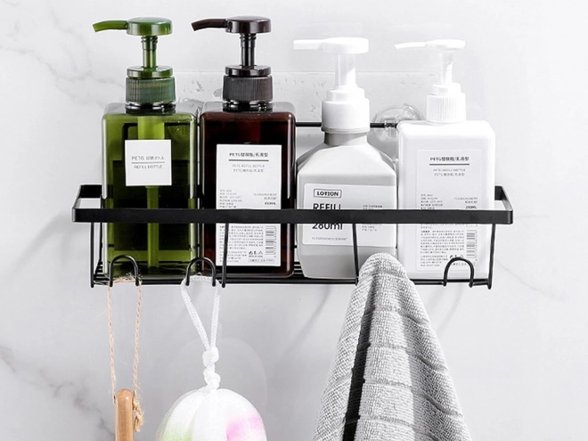 Étagère de salle de bain loft avec crochets