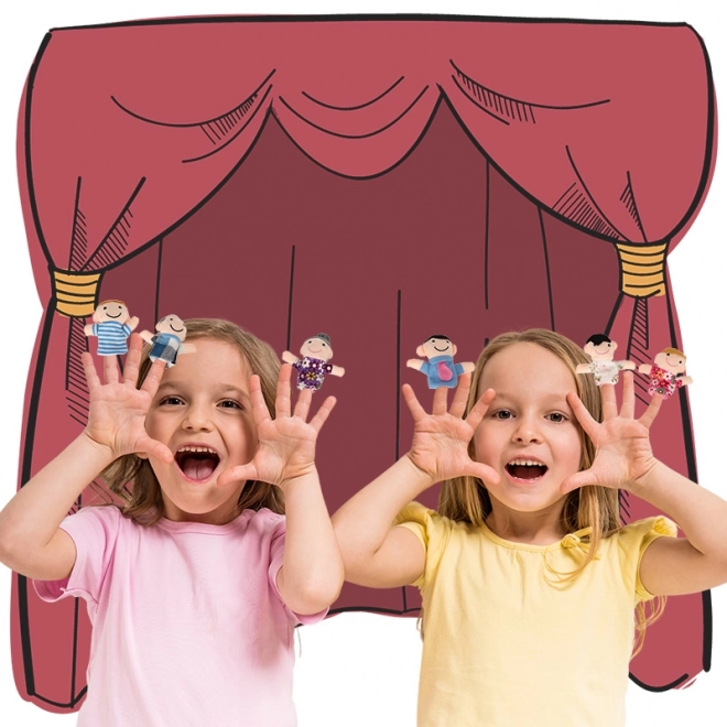 Gants de marionnettes en tissu familial - ensemble de 6 pièces