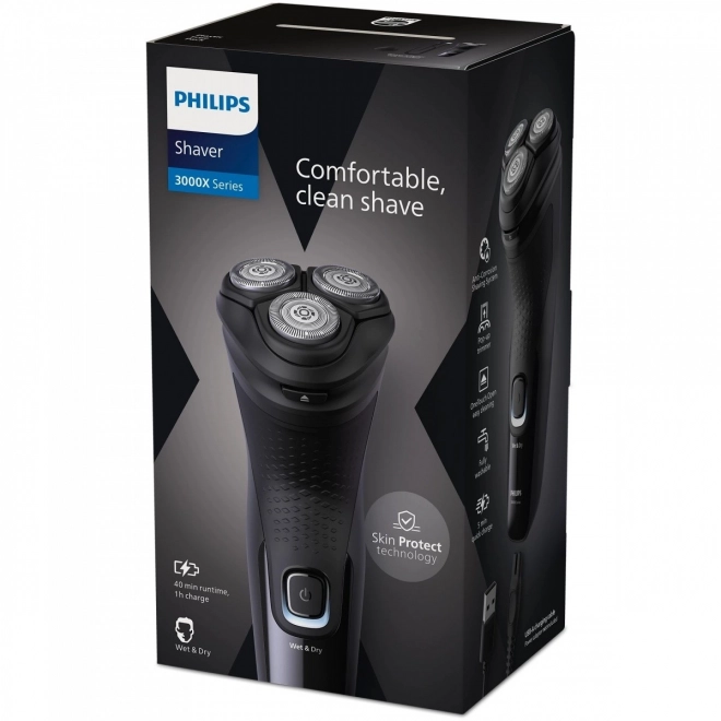 Rasoir électrique Philips Series 3000X pour utilisation humide et sèche
