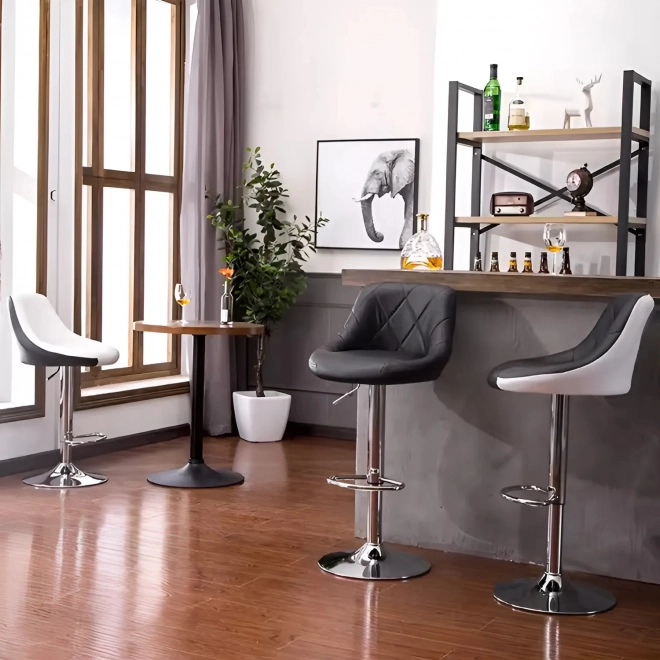 Chaise de bar, repose-pied pivotant, réglable en hauteur, chrome, cuir écologique