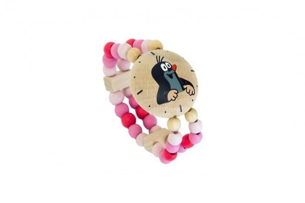 Montre à bracelet en bois de taupe rose sur carte