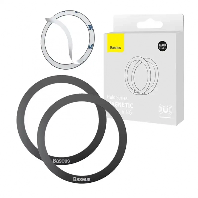Anneau magnétique Baseus Halo pour téléphones, MagSafe (noir)