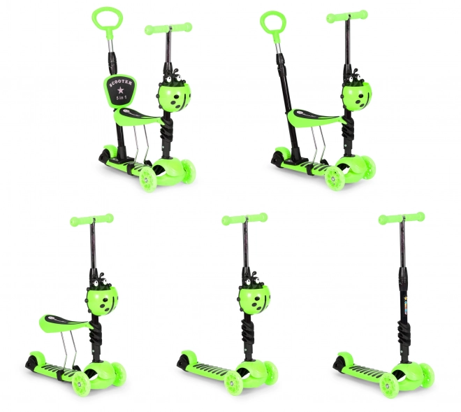 Trottinette d'équilibre tricolore coccinelle 5 en 1 LED