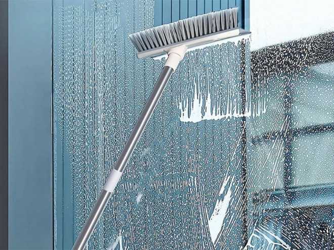 Brosse à plancher raclette puissance 2 en 1