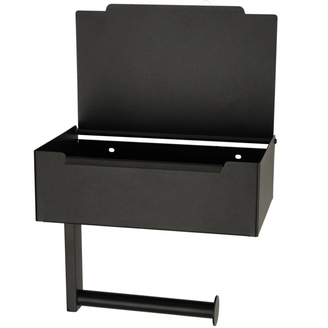 Porte-papier toilette avec étagère et espace de rangement noir