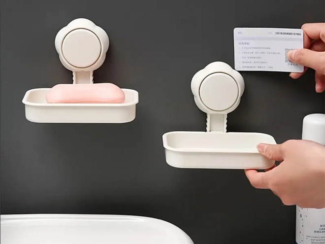 Porte-savon mural avec ventouse pour salle de bain