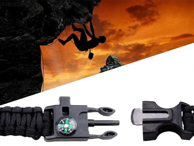 Bracelet de survie avec boussole et allume-feu