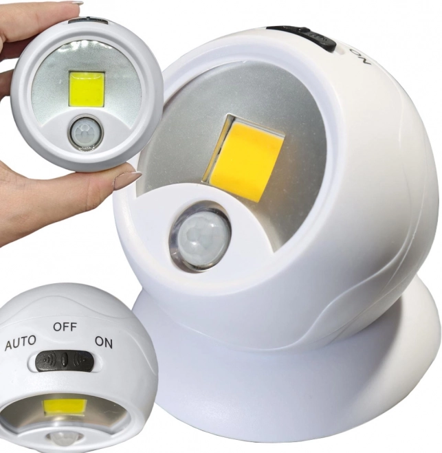Lampe de nuit LED avec détecteur de mouvement COB 360°, magnétique, à piles